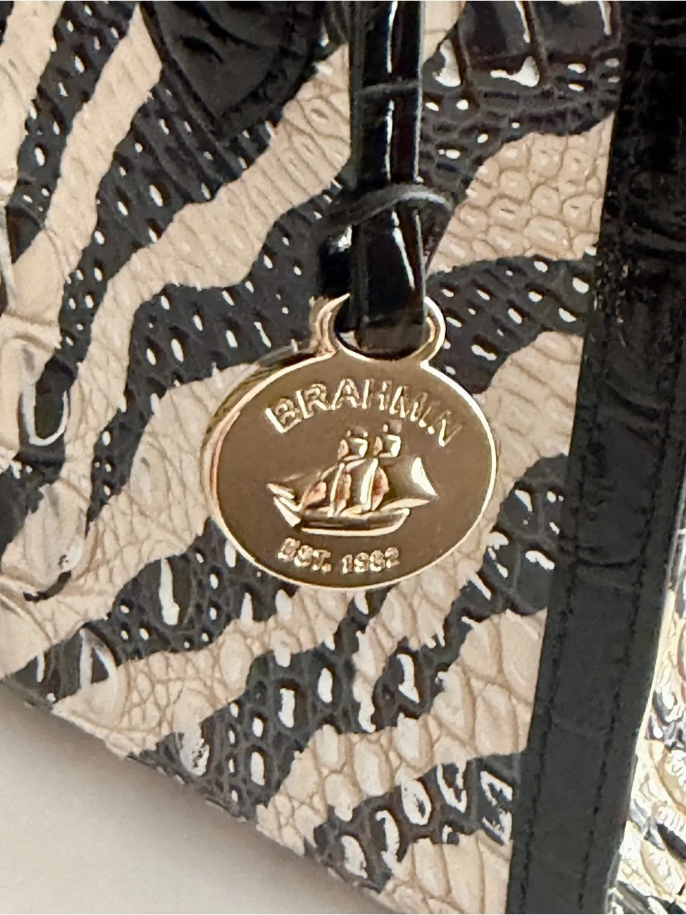 NWT Brahmin Cami Satchel in Zebra Print - Full Set with Dust Bag
